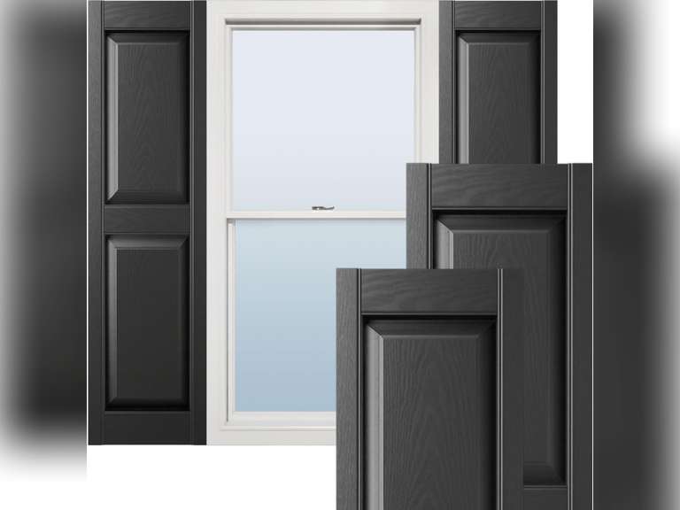 Lifetime Vinyl LP2S12X03100BL Standard Two Equal Panel Vinyls, Raised Panel Vinyl Shutters, w/Installation Shutter-Lok's & Matching Screws (Per Pair), 12"W x 31"H, Black 14