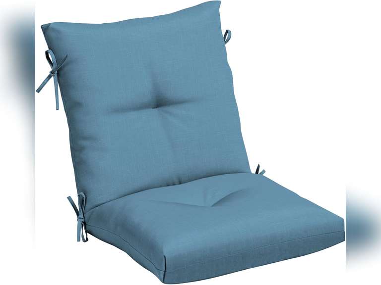 Arden Selections Outdoor Plush Modern Tufted Blowfill Dining Chair Cushion, 21 x 40, Water Repellent, Fade Resistant, Tufted Cushion for Dining and Bistro Chairs 21 x 40, French Blue Texture 82