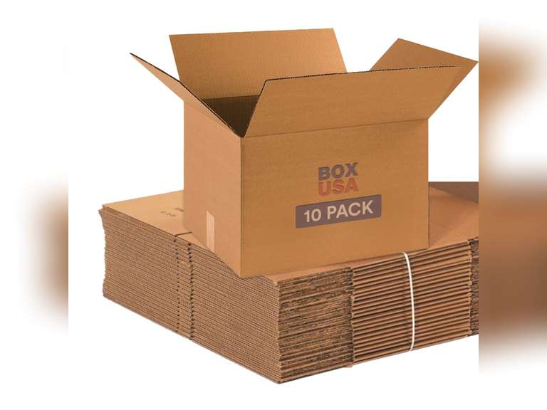 BOX USA B181412RP10 Cardboard Shipping Boxes, 18" x 14" x 12", Single Wall Corrugated Medium Moving Boxes for Packing, Shipping, Moving and Storage, Kraft (5 pcs) 20