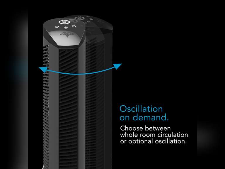 Vornado OSCR37 Oscillating Tower Fan and Air Circulator with Remote, Smooth Oscillation, Timer and Touch Controls, 37-Inch,Black 90