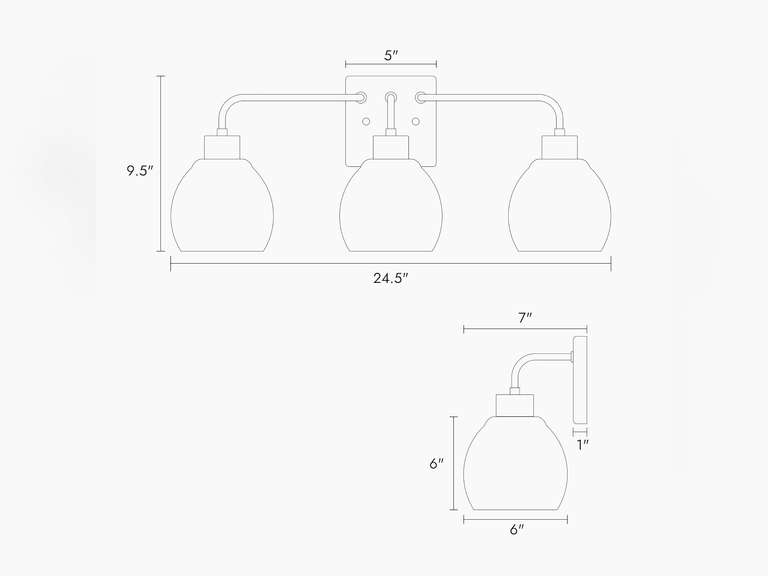 Gold Bathroom Vanity Light 3-Lights Bathroom Light Fixtures Over Mirror with Clear Glass Globe Shade 24.5 inch Modern Gold Wall Sconce Lighting 70