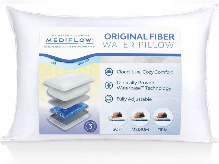 Fiber: The First & Original Water Pillow, clinically Proven to Reduce Neck Pain & Improve Sleep. Therapeutic, Ideal for People Looking for Proper Neck Support 74