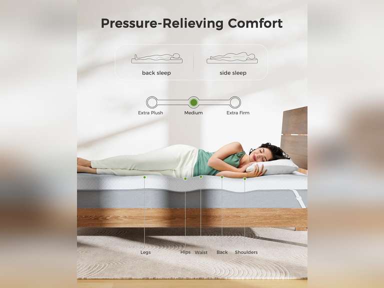 PERLECARE Queen Mattress Topper - 3 Inch Cooling Memory Foam Mattress Pad for Pressure Relief,Bed Topper with Bamboo Cover,Removable & Washable & Non-Slip,CertiPUR-US & Oeko-Tex Certified 100