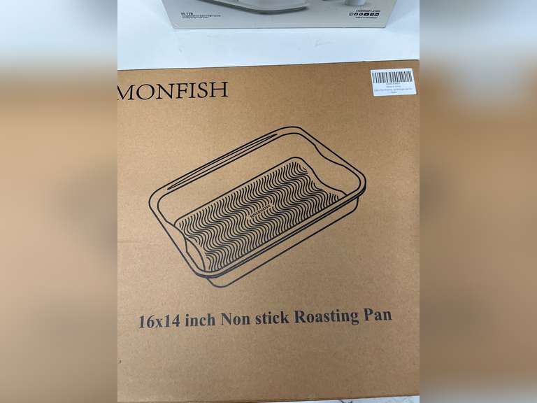 Monfish Turkey Roasting Pan for oven, Green large Lasagna Pan Rectangle Cake Pan 16 x 14 inches Carbon Steel Wavy bottom 21