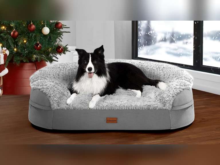 Gimars 3.7in Ultra Thick Orthopedic Dog Beds for Large Dogs,Soft Egg Foam Dog Sofa Bed, 28D Crate Foam Washable Cover, Waterproof Lining Supportive Half-Round for Aging Dogs 41.3x32.6x7.7in 55