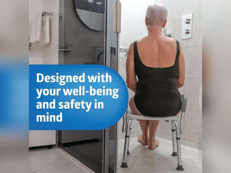 Medline Shower Chair Bath Seat with Padded Armrests and Back, Great for Bathtubs, Supports up to 350 lbs, 1 Count 86