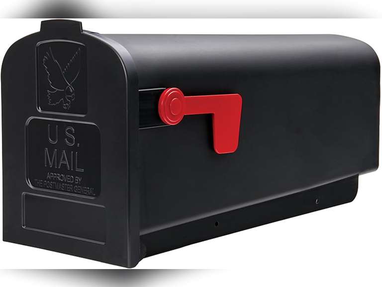 Architectural Mailboxes Parsons Medium Capacity, Plastic Post Mount Mailbox, Black 31