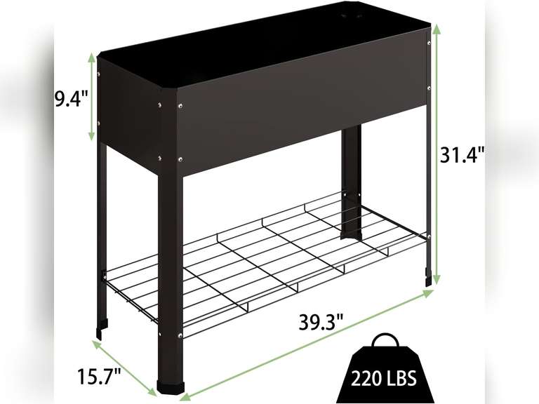 PROXRACER Raised Garden Bed with Detachable Legs Elevated Metal Planter Box for Growing Fresh Herbs Vegetables Flowers Succulents&Other Plants for Outdoor Backyard Patio Deck Balcony Black L 135