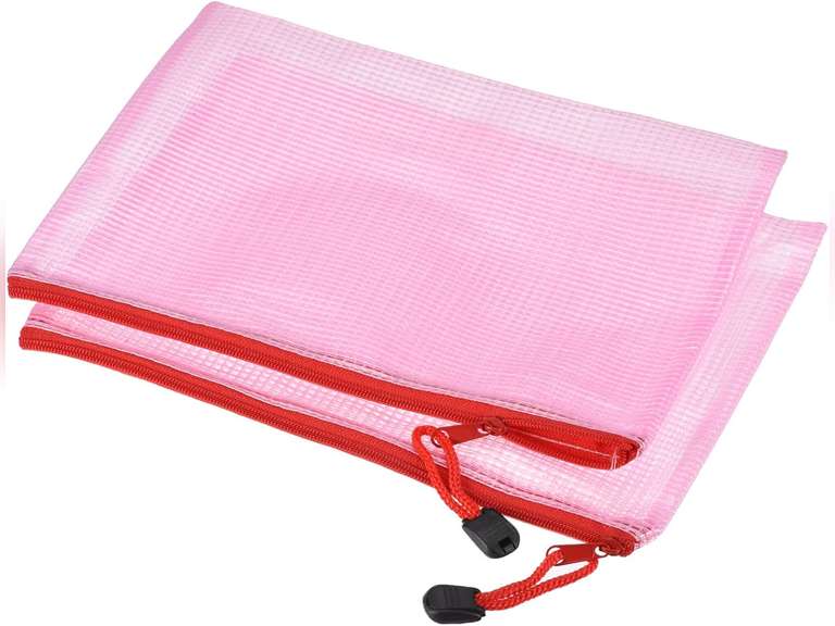 MECCANIXITY Mesh Zipper Bags, A3 Size 16x13 File Document Pockets Bill Pouch Folders for Office Home Supply, Pink Pack of20 ps 46