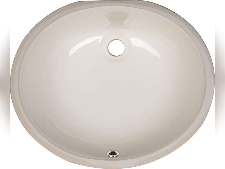 MSI 17 inch x 14 inch Oval Porcelain Ceramic Undermount Bathroom Vanity Vessel Sink, Bisque 224