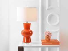 JONATHAN Y JYL4027C Julia 28.5" Ceramic Table Lamp, Coral 90