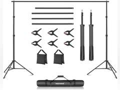 (Similar)Neewer Photo Studio Backdrop Support System, 10ft/3m Wide 6.6ft/2m High Adjustable Background Stand with 4 Crossbars, 6 Backdrop Clamps, 2 Sandbags, and Carrying Bag for Portrait & Studio Photography 39