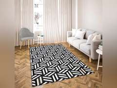 (Similar)Handmade Patchwork Cowhide Modern Leather Area Rug 3x5 Modern Geometric Cubic Design 90