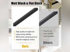 15 Pcs Iron Balusters for Staircase, 1/2" x 44" Wrought Iron Baluster, Square Metal Balusters Hollow Straight Iron Spindles for Stairs Satin Black Deck Railing 57