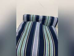 Arden Outdoor Adirondack or Rocking Chair Cushion, 45.5*20*2.2in Rain-Proof, Fade Resistant 45.5*20 Sapphire Aurora Blue Stripe 32