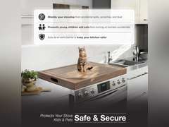 BLUEWEST Noodle Board Stove Cover with Handles, 3 in 1 Wood Stove Top Covers Board for Gas Burners and Electric Stove, Wooden RV Stovetop Cover, Tray for Kitchen Counter Space with Juice Grooves 170