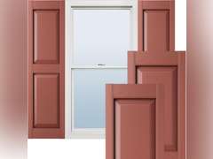 14 3/4"W x 55"H Lifetime Vinyl, Standard Two Equal Panels, Raised Panel Shutters, w/Installation Shutter-Lok's & Matching Screws (Per Pair), Burgundy Red 90