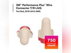 3M Performance Plus Wire Connector T/R+JUG, Tan/Red, Flexible Steel Spring Connectors, Smooth, Comfortable Feel, Copper, CSA Certified, UL Listed, Jug of 750, 22-8 AWG 105