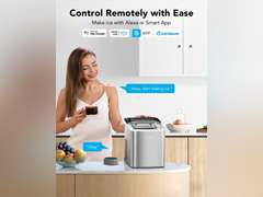 GoveeLife Smart Countertop Ice Makers, Portable Ice Maker Machine with Self-Cleaning, 6 Mins 9 Bullet Ice, 26lbs/24Hrs, Voice Remote for Home Kitchen Party Camping, with Ice Scoop Stainless Silver 160