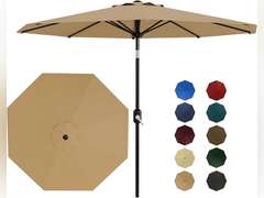 Garvee 10Ft Patio Umbrella - 8 Sturdy Ribs Outdoor Table Umbrella with Crank Lift & Push Button Tilt 73