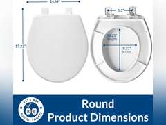 Mayfair 880SLOW 000 Caswell Toilet Seat Will Slowly Close and Never Loosen, Round, Long Lasting Plastic, White 36
