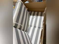 (2 Pack) Arden Selections Outdoor Dining Chair Cushion 44x 20, Water Repellent, Fade Resistant 44x 20, Stone Grey Cabana Stripe 65