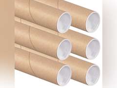 Aviditi Cardboard Tubes with Caps, 24" L x 2" W x 2" H, Pack of 6 | Poster Tube for Mailing and Storage of Blueprints, Artwork, Crafts, Long Art Holder, 24 inches 18