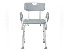 Medline Shower Chair with Back and Padded Arms, Bath Seat with Removable Back, Supports up to 350 lbs, Gray 59