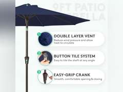 JEAREY Outdoor Patio Umbrella 9FT Push Button Tilt & Crank Market Umbrella, 8 Ribs Heavy Duty UV Protection Waterproof Umbrella for Pool, Deck, Garden 260