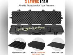 VEVOR Rifle Case, Rifle Hard Case with 3 Layers Fully-protective Foams, lockable Hard Gun Case with Wheels, IP67 Waterproof & Crushproof, for Two Rifles or Shotguns, Airsoft Gun 85
