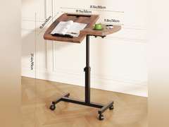 TV Trays Set of 2, Mobile Standing Stand Up Rolling Laptop Desks with Tilting Top Height Tray, Bed Tray, Tv Tray Folding Table for Bedroom, Home, Walnut Brown 45