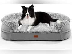 Gimars 3.7in Ultra Thick Orthopedic Dog Beds for Large Dogs,Soft Egg Foam Dog Sofa Bed, 28D Crate Foam Washable Cover, Waterproof Lining Supportive Half-Round for Aging Dogs 41.3x32.6x7.7in 55
