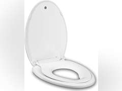 Elongated Toilet Seat Built-In Potty Training Seat, Soft Quiet Close Non-Slip Seat, Easy to Install & Clean,Magnetic Kids Seat and Cover for Elongated Oval Toilets,White 33