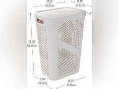 Mind Reader Lid, Ventilated, Plastic, 17.25" L x 13.75" W x 23.5" H, Ivory, 60 Liter (color black) 35