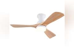 42 Inch Low Profile Ceiling Fan with Light and Remote, 3 Color Dimmable Flush Mount Ceiling Fan, 6 Speeds DC Motor, Wood Hugger Ceiling Fans with Lights, Indoor Outdoor Ceiling Fans 129