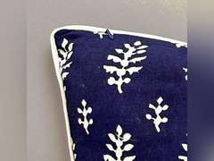 India Arts Decorative Throw Pillows with Inserts Included 17x17, Hand Block Print Pillow Cover with Insert, White Pattern Print Cushion for Modern Home Decor Sofa Couch Bedroom Outdoor 20
