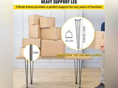 Happybuy Hairpin Table Legs 20" Black Set of 4 Desk Legs 880lbs Load Capacity (Each 220lbs) Hairpin Desk Legs 3 Rods for Bench Desk Dining End Table Chairs Carbon Steel DIY Heavy Duty Furniture Legs 14