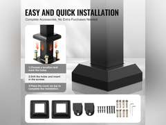 VEVOR Outdoor Handrails for Steps, 4-5 Step Stair Rail Kit, Black Square Tube with Horizontal Bar, Carbon Steel Support Rails for Seniors, Concrete & Deck Stairs, Easy Installation 64