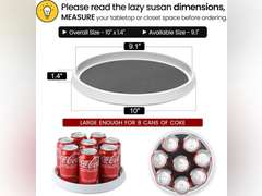 Set of 4, 10 Inch Non-Skid Lazy Susan Organizers - Turntable Rack for Cabinet, Pantry Organization and Storage, Kitchen, Fridge, Bathroom Makeup Vanity Countertop, Under Sink Organizing, Spice Rack 20