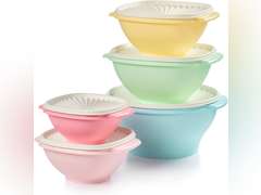 (No lids) Tupperware Heritage Collection, 5 Piece Food Storage Container Set in Vintage Colors, Dishwasher Safe and BPA Free (5 Bowls) 60