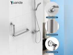 Angled Grab Bar 12x24 Inch, YuanDe Brushed Nickel L-Shaped Shower Grab Bar w/Anti-Slip Knurled Grip, Stainless Steel Bath Balance Bar,Wall Mounted Safety Hand Rail Support for Handicap Elderly(4 Pack) 76