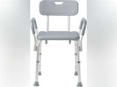 Medline Shower Chair with Back and Padded Arms, Bath Seat with Removable Back, Supports up to 350 lbs, Gray 46