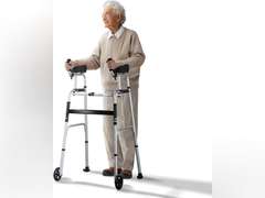 VEVOR 2 in 1 Folding Walker & Removable Armrests, Height Adjustable Foldable Walker with 5" Solid Wheels, Lightweight Aluminum | Front Wheeled Mobility Aid for Elderly Handicapped Disabled, 450 Pounds 80