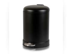 Glad Small Trash Can, 1.2 Gallon | Round Stainless Steel Garbage Bin with Soft Close Lid & Step Foot Pedal | Black Metal Waste Basket with Removable Inner Bucket, Matte Black 23
