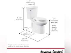 American Standard H2Optimum Two-Piece Toilet with Slow-Close Seat and Wax Ring, Elongated Front, Left Hand Flush, White, 1.1 gpf 253