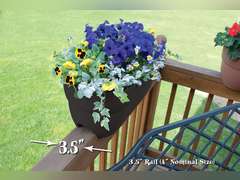 Emsco Group Bloomers Railing Planter with Drainage Holes 24" Weatherproof Resin Planter Charcoal 21