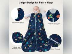 david's kids Micro Fleece Baby Sleep Sack 6-12 Months, Soft Warm Baby Wearable Blankets with 2-Way Zipper, 2 Pack Comfy Sleeping Bags for Infant Newborn Boys Girls Neutral, Medium Size, Space Navy 24