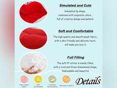 zhidiloveyou 2PCS 16" Lip Plush Red Small Decor Pillow Cute Hug Toy Soft Lip Shaped Cushion 13