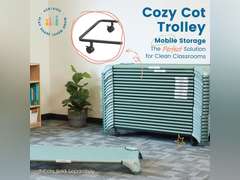 ECR4KIDS Cozy Cot Trolley, Classroom Mobile Cot Storage Cart, Preschool Rest Time Nap Cot Dolly, Stacking Cot Cart, Lightweight Storage Rack Stacking Cozy Cots (Cots Sold Separately) 57