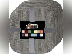 GORILLA GRIP Slip Resistant Chair Cushions, No Ties Required, Set of 6 Memory Foam Pads for Dining Room, Kitchen Table, Office, Rocking Chairs, Plush Seat Cover Cushion Pad, Home Decor, 16x16, Gray 69